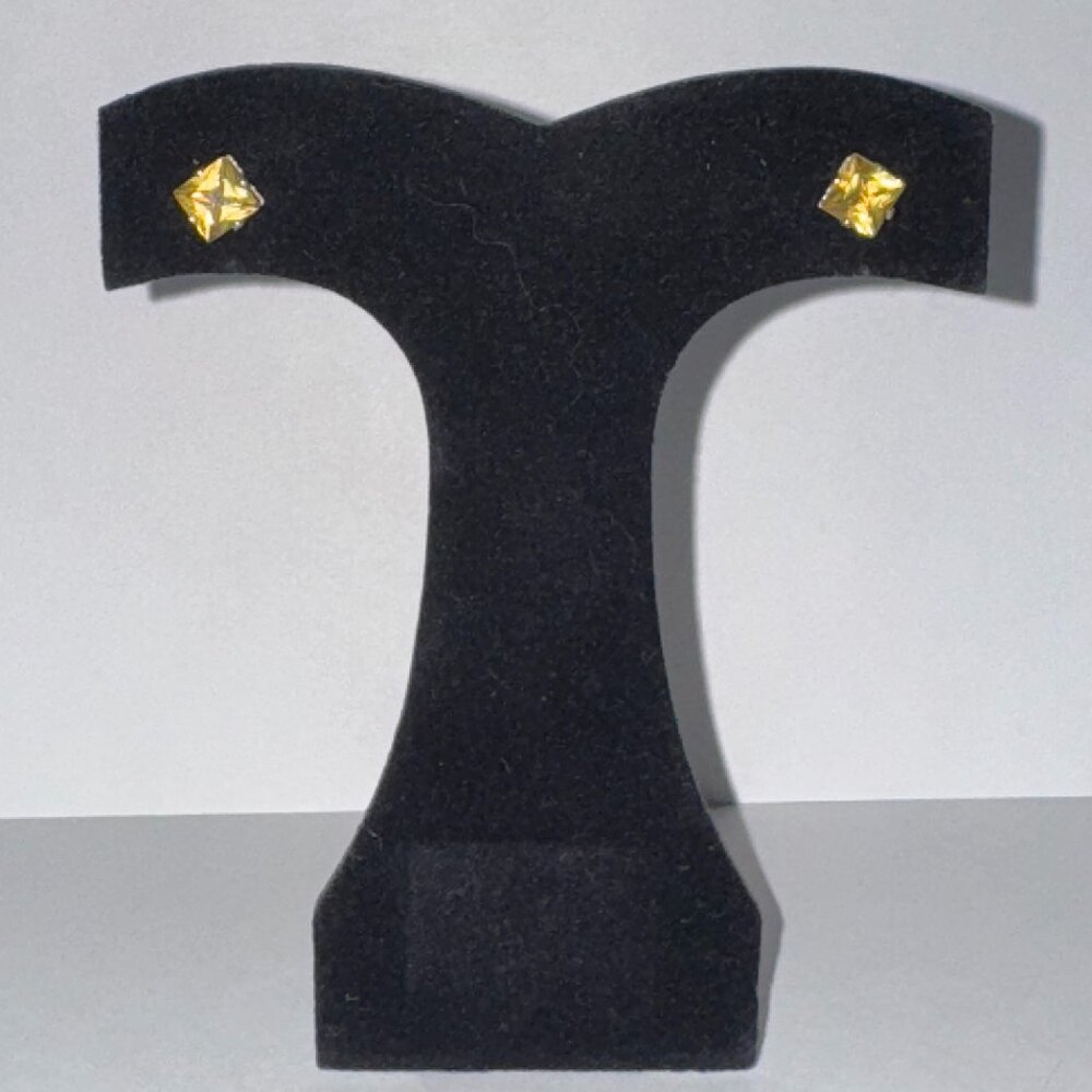 6.72Mm Square Clear Cz And Sterling Post Earrings
